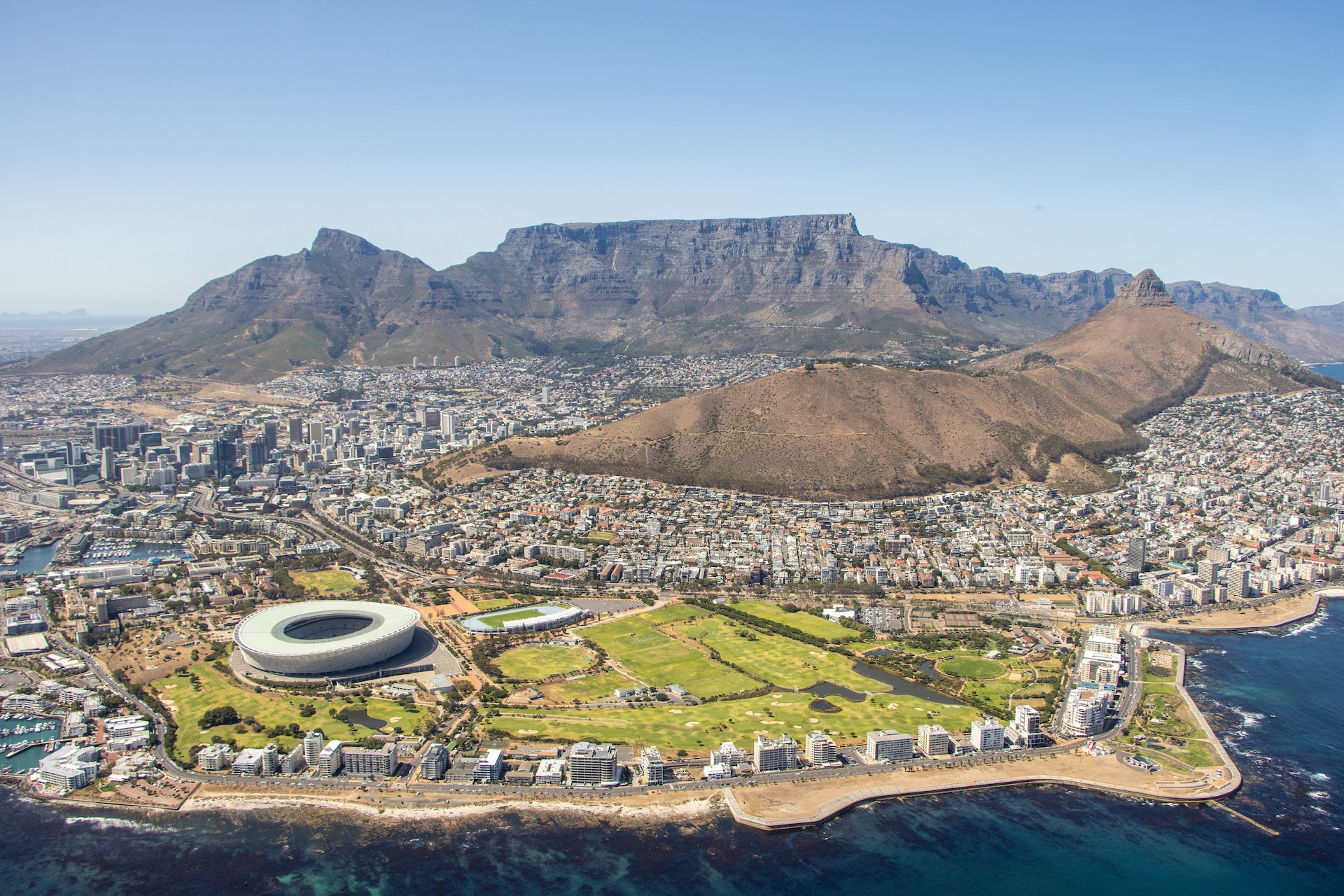 Aerial view of Cape town in South Africa