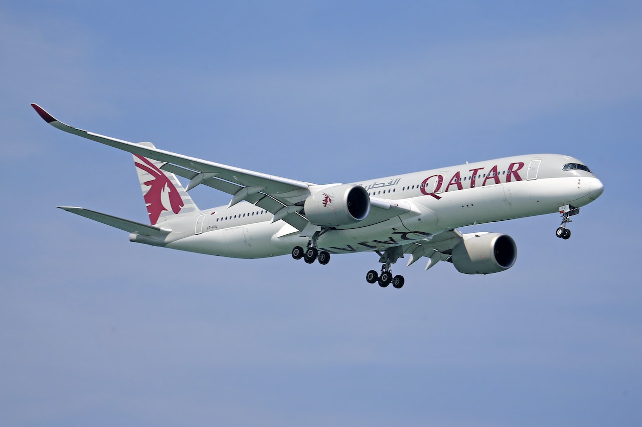 Flying Qatar Airways taken from the bottom